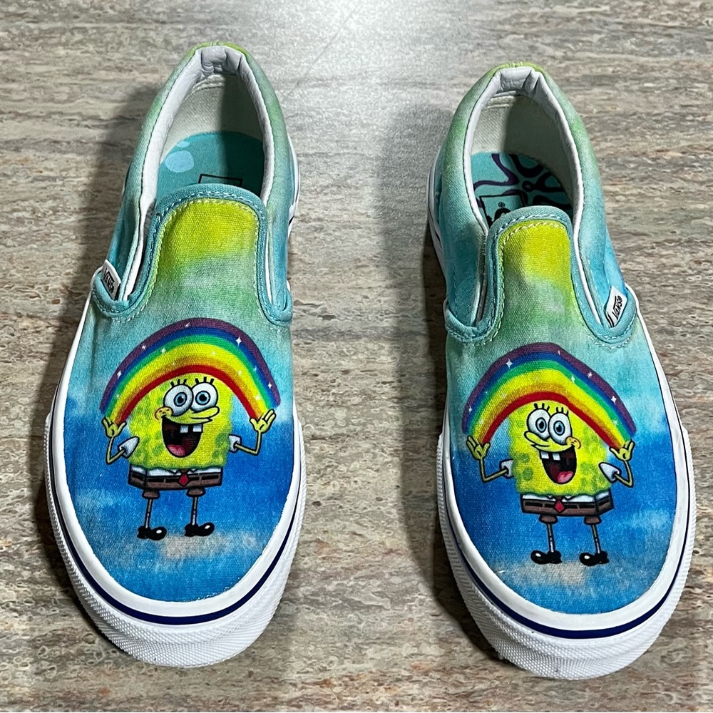 Vans x SpongeBob SquarePants kids tie dye rainbow 🌈 slip on sneakers